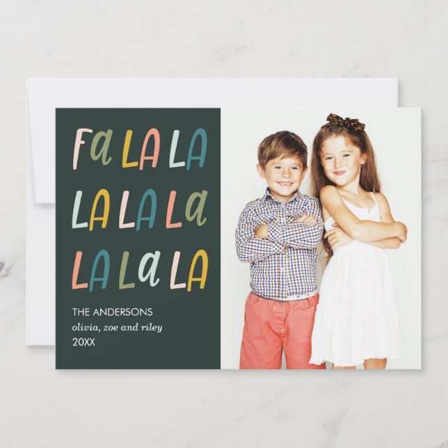 Fa La La | Pastel färg | Helgdag Fotokort Kort (Framsida)