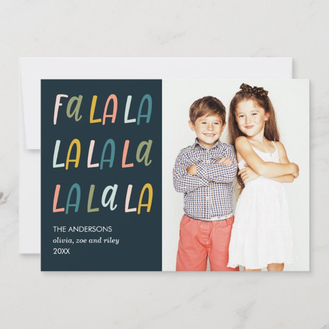 Fa La La | Pastel färg | Helgdag Fotokort Kort (Framsida)