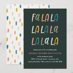 Fa la la   Pastel Färg   Helgdag jul party Inbjudningar