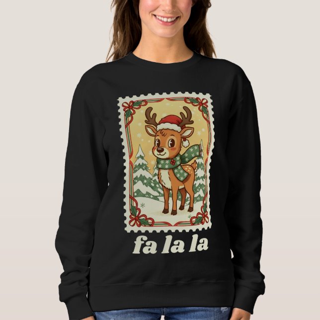 Fa La La Renjuret Jul Frimärke T Shirt (Framsida)