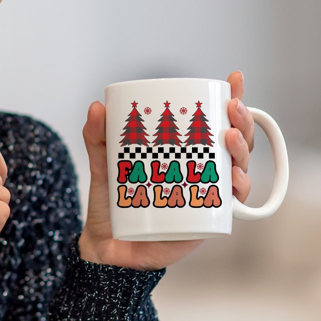 Fa la la Retro Groovy Juli-Helgdagar Kaffemugg (Fa la la la Retro Groovy Christmas Holidays Coffee Mug)