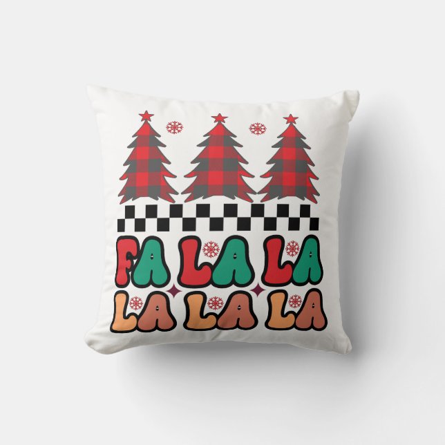 Fa la la Retro Groovy Juli-Helgdagar Kudde (Framsida)