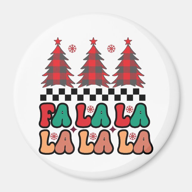 Fa la la Retro Groovy Juli-Helgdagar Magnet (Framsidan)