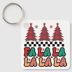 Fa la la Retro Groovy Juli-Helgdagar Nyckelring