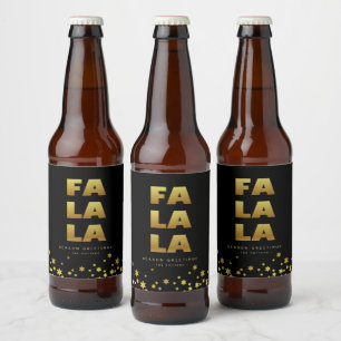 Fa La La   Roligt: Black & Guld Beer Flaska Ölflaska Etikett