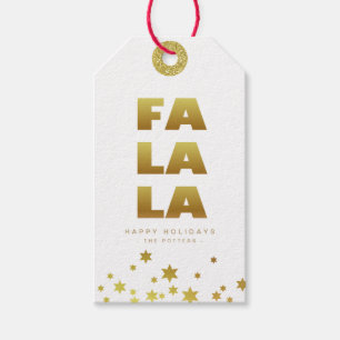 Fa La La   Roligt Jul White & Guld Mini Presentetikett