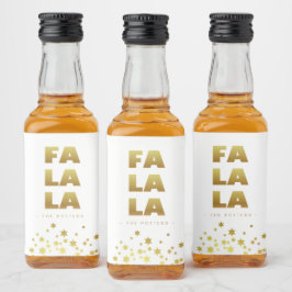 Fa La La | Roligt Jul White & Guld Mini Spritflaskor Etikett