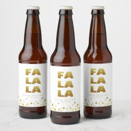 Fa La La | Roligt Julvit och Guld Ölflaska Etikett