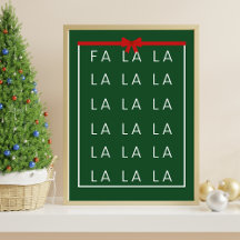 Fa La La - Roligt och Elegant - julvägg Skriv ut