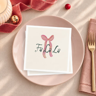 Fa La La Rosa Bow Julfirande Jul Pappersservett