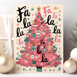 Fa La La Rosa Retro Julgran Helgkort<br><div class="desc">Gå in i helgdag med det här lekande och återinspirerade julkortet "Fa La La". Det här kortet har en charmerande rosa Julgran med vintage-stil-prydnadsföremål och ger dig en roligt och nostalgiskt vibe till dina helgdagar. Perfekt för att skicka festlig cheer till vänner och familj som uppskattar en retro-estetisk och ljus,...</div>