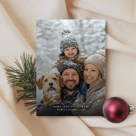 Fa La La Script Snowy Family Christmas Photo Julkort