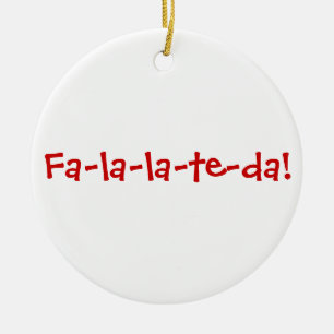 Fa-la-la-te-da! Rött på vit Julgransprydnad Keramik