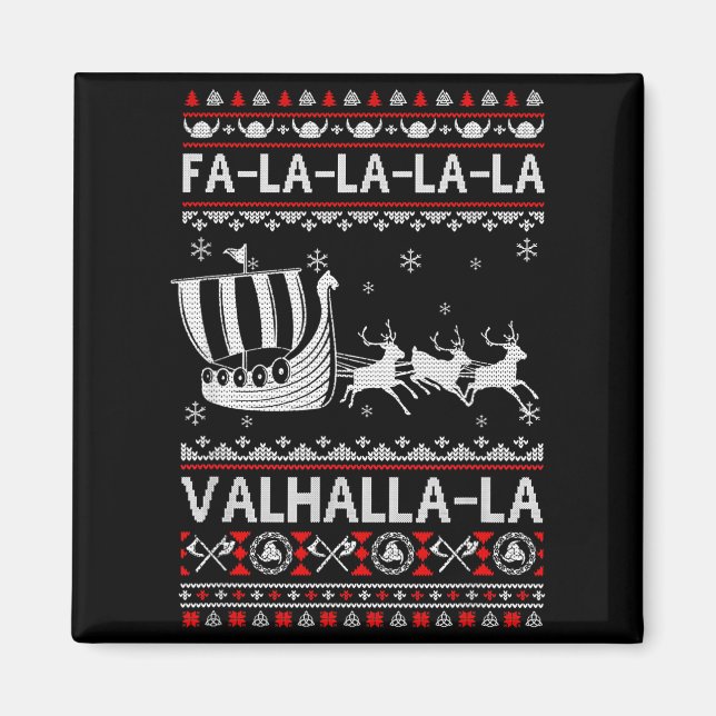 Fa La La Valhall Viking Skepp Jul Xmas Fula  Magnet (Framsidan)