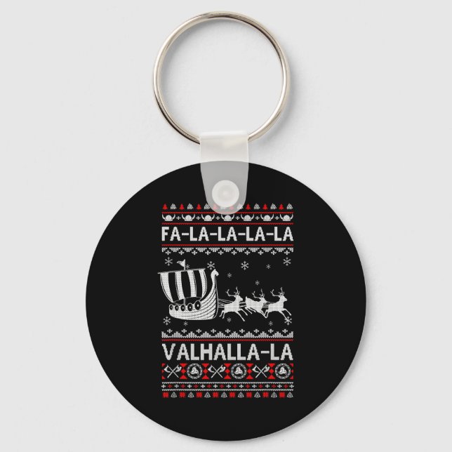 Fa La La Valhall Viking Skepp Jul Xmas Fula  Nyckelring (Framsida)