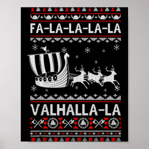 Fa La La Valhall Viking Skepp Jul Xmas Fula  Poster