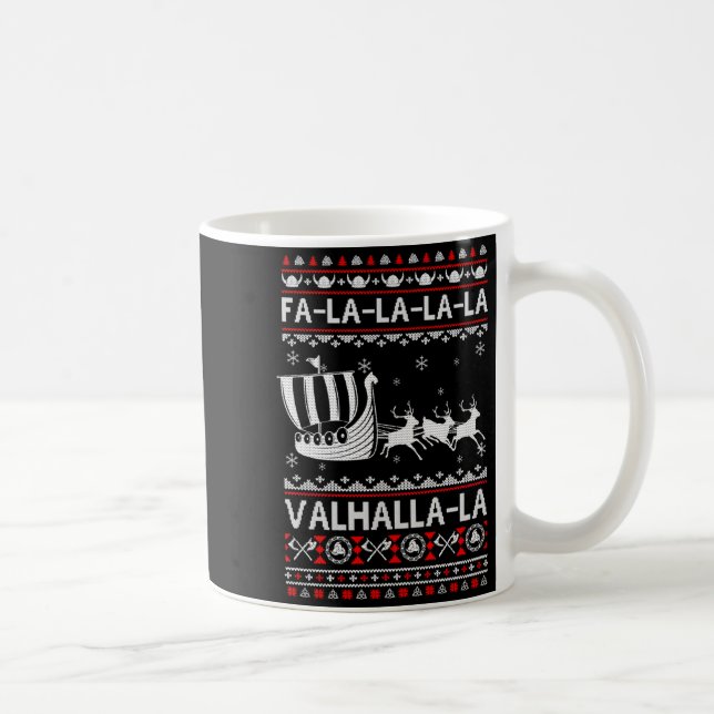 Fa La La Valhalla Viking Ship Christmas Xmas Ugly  Kaffemugg (Höger)