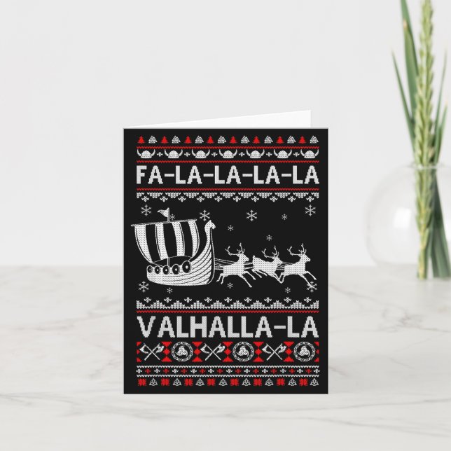 Fa La La Valhalla Viking Ship Christmas Xmas Ugly  Kort (Framsida)