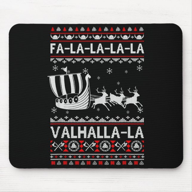 Fa La La Valhalla Viking Ship Christmas Xmas Ugly  Musmatta (Framsidan)