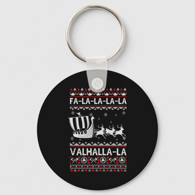 Fa La La Valhalla Viking Ship Christmas Xmas Ugly  Nyckelring (Framsida)
