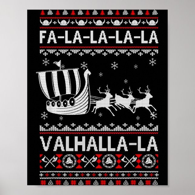 Fa La La Valhalla Viking Ship Christmas Xmas Ugly  Poster (Framsidan)
