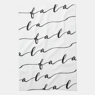 FA LA LA White & Black Calligraphy Jul Sång Kökshandduk