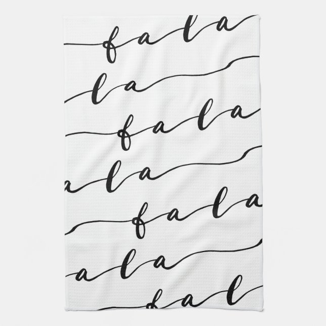 FA LA LA White & Black Calligraphy Jul Sång Kökshandduk (Vertikal)