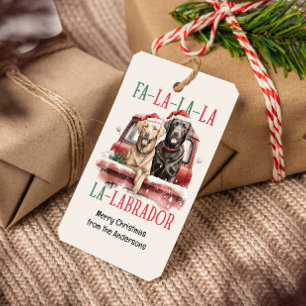 FA LA LABRADOR HUND CHRISTMAS HÅRIG PRESENTETIKETT