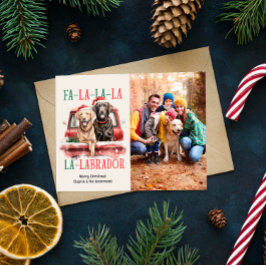 FA LA LABRADOR HUND RED LASTBIL HÅRIG CHRISTMAS HELG VYKORT
