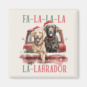 FA LA LABRADOR HUND RED LASTBIL HÅRIG CHRISTMAS MAGNET