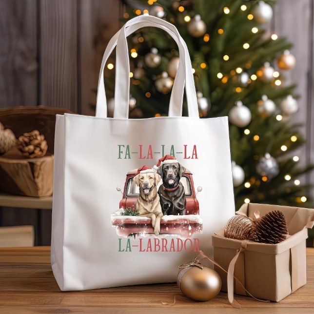FA LA LABRADOR HUND RED LASTBIL HÅRIG CHRISTMAS TYGKASSE (BAG FOR BROWN LABRADOR OR GOLDEN RETRIEVER OWNER FOR CHRISTMAS SEASON FA LA LA LABRADOR)