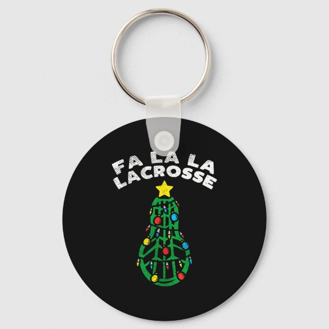 Fa La Lacrosse Funny Christmas Lax Player Goalie T Nyckelring (Framsida)