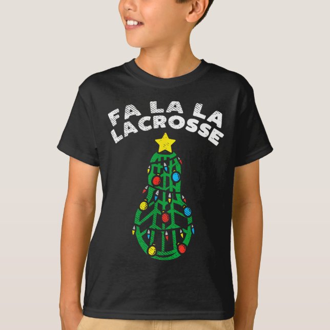 Fa La Lacrosse Funny Christmas Lax Player Goalie T T Shirt (Framsida)
