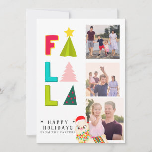 FA LA LLAMA 3-PHOTO-ungar för festlig roligt Julkort