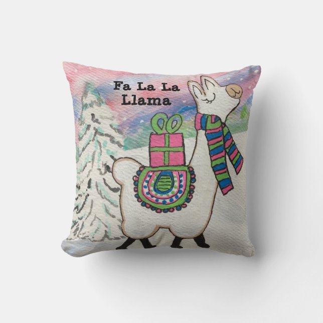 Fa La Llama Cute Girel Kudde (Framsida)