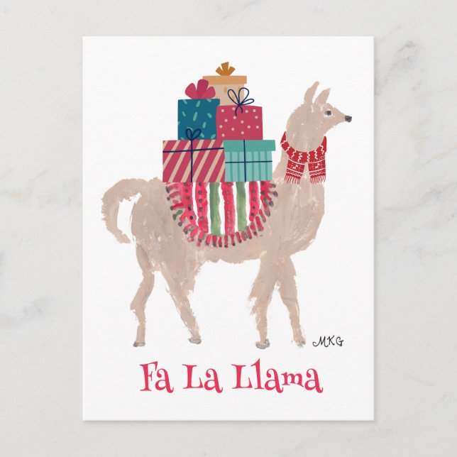 Fa La Llama Cute Personlig Animal Art jul Helg Vykort (Framsida)