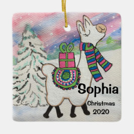 Fa La Llama Cute Whimsical Ceramic Ornamic Julgransprydnad Keramik