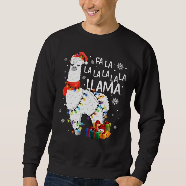 Fa La Llama Finny jul - helgdag Lång Ärmad Tröja (Framsida)