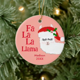 Fa La Llama Funny juloffert Rosa KIds Julgransprydnad Keramik