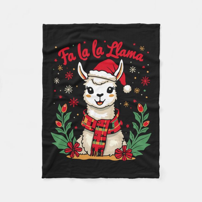 Fa La Llama Funny Llama jul Alpaca Animal Fleecefilt (Framsidan)