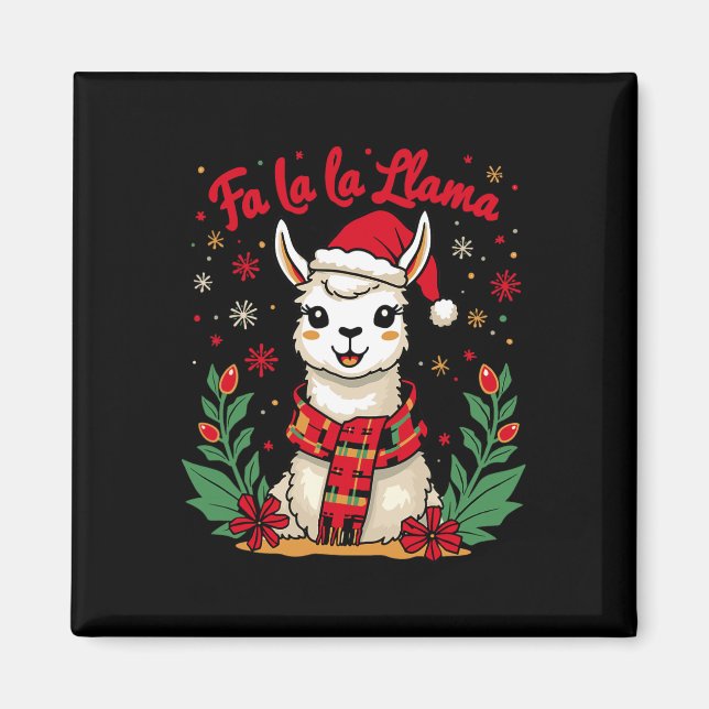 Fa La Llama Funny Llama jul Alpaca Animal Magnet (Framsidan)