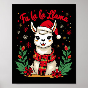 Fa La Llama Funny Llama jul Alpaca Animal Poster
