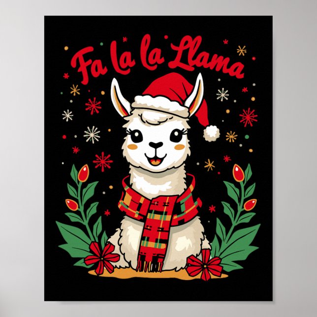 Fa La Llama Funny Llama jul Alpaca Animal Poster (Framsidan)