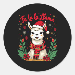 Fa La Llama Funny Llama jul Alpaca Animal Runt Klistermärke