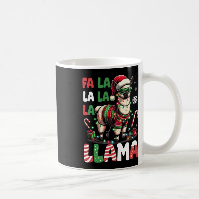 Fa La Llama Funny Llama Juldjuret Lover Kaffemugg (Höger)