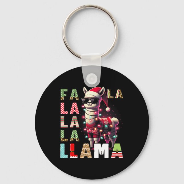 Fa La Llama Funny Llama Juldjuret Lover Nyckelring (Framsida)