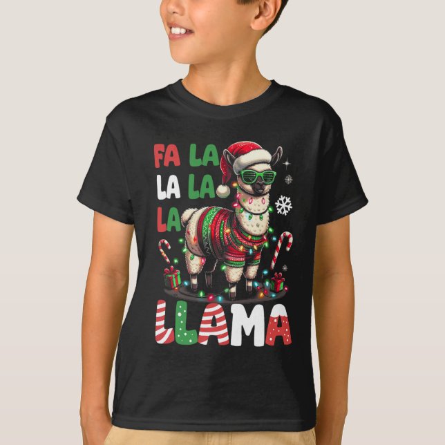 Fa La Llama Funny Llama Juldjuret Lover T Shirt (Framsida)
