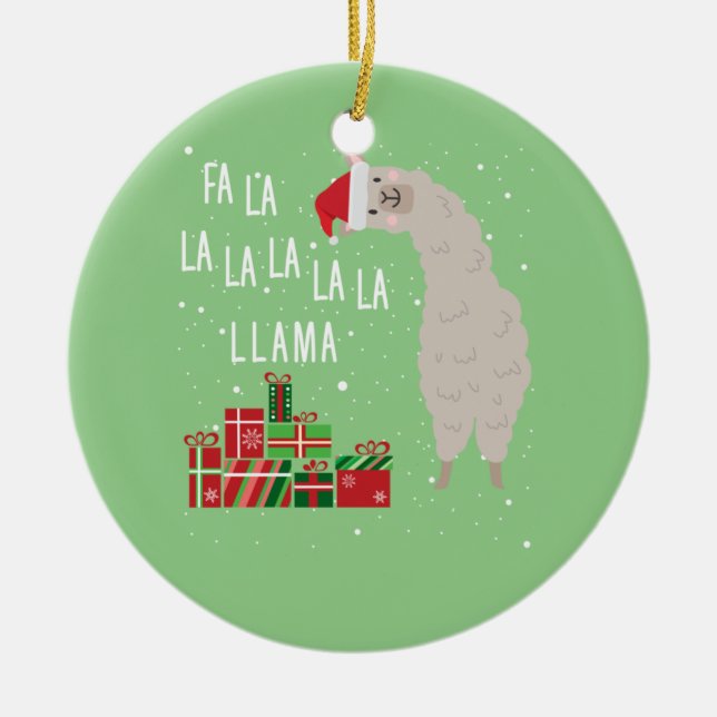 Fa La Llama Shirt - Llama-julen Julgransprydnad Keramik (Framsidan)