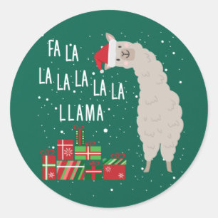 Fa La Llama Shirt - Llama-julen Runt Klistermärke