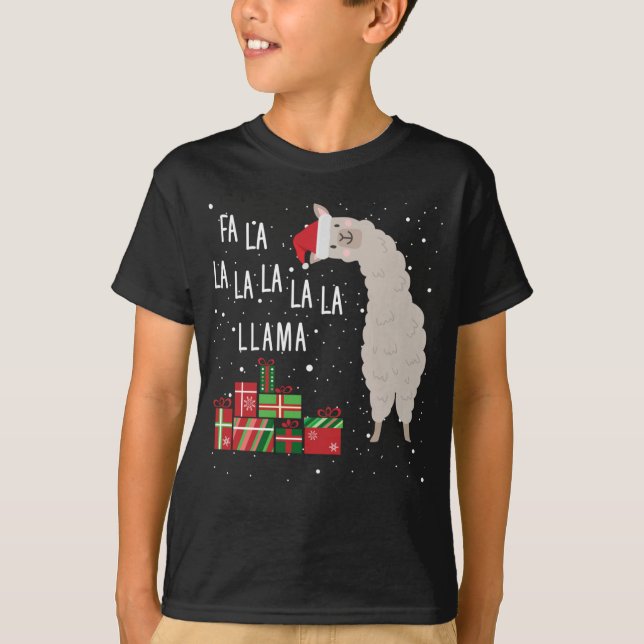 Fa La Llama Shirt - Llama-julen T (Framsida)